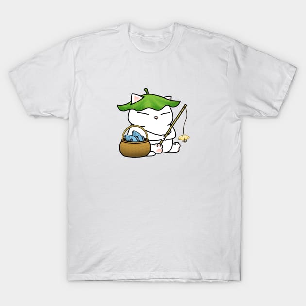 Chubby Cat Fishing T-Shirt by Takeda_Art